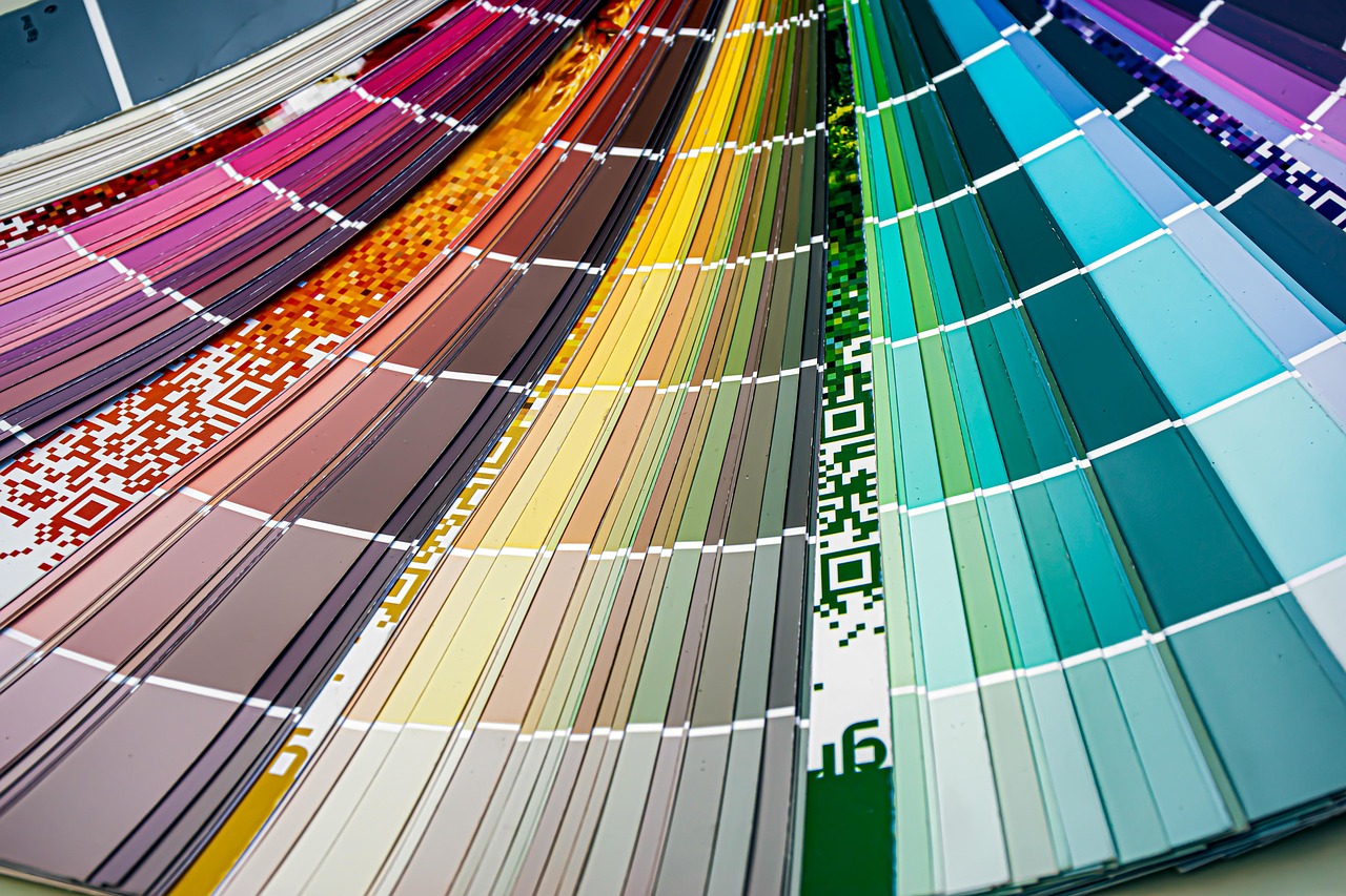 Paint colour swatch range showing the finishes and colours available for MDF spray finishing