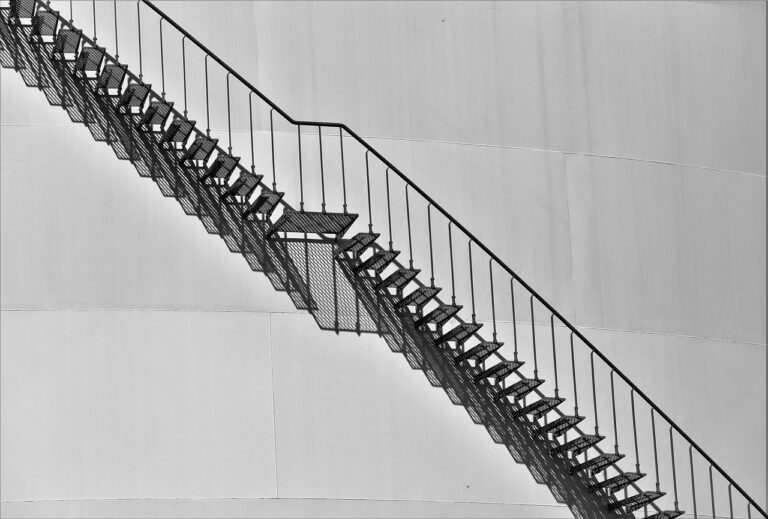 Powder coated metal staircase and handrail